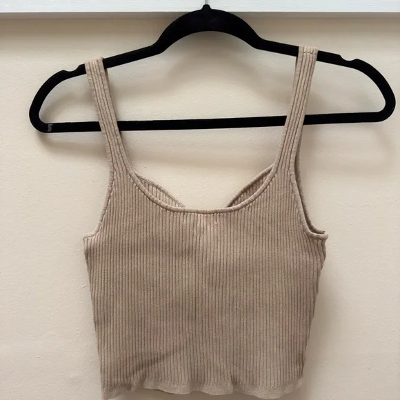 H&M Tan Ribbed Fitted Tank Top - Picture 3 of 4